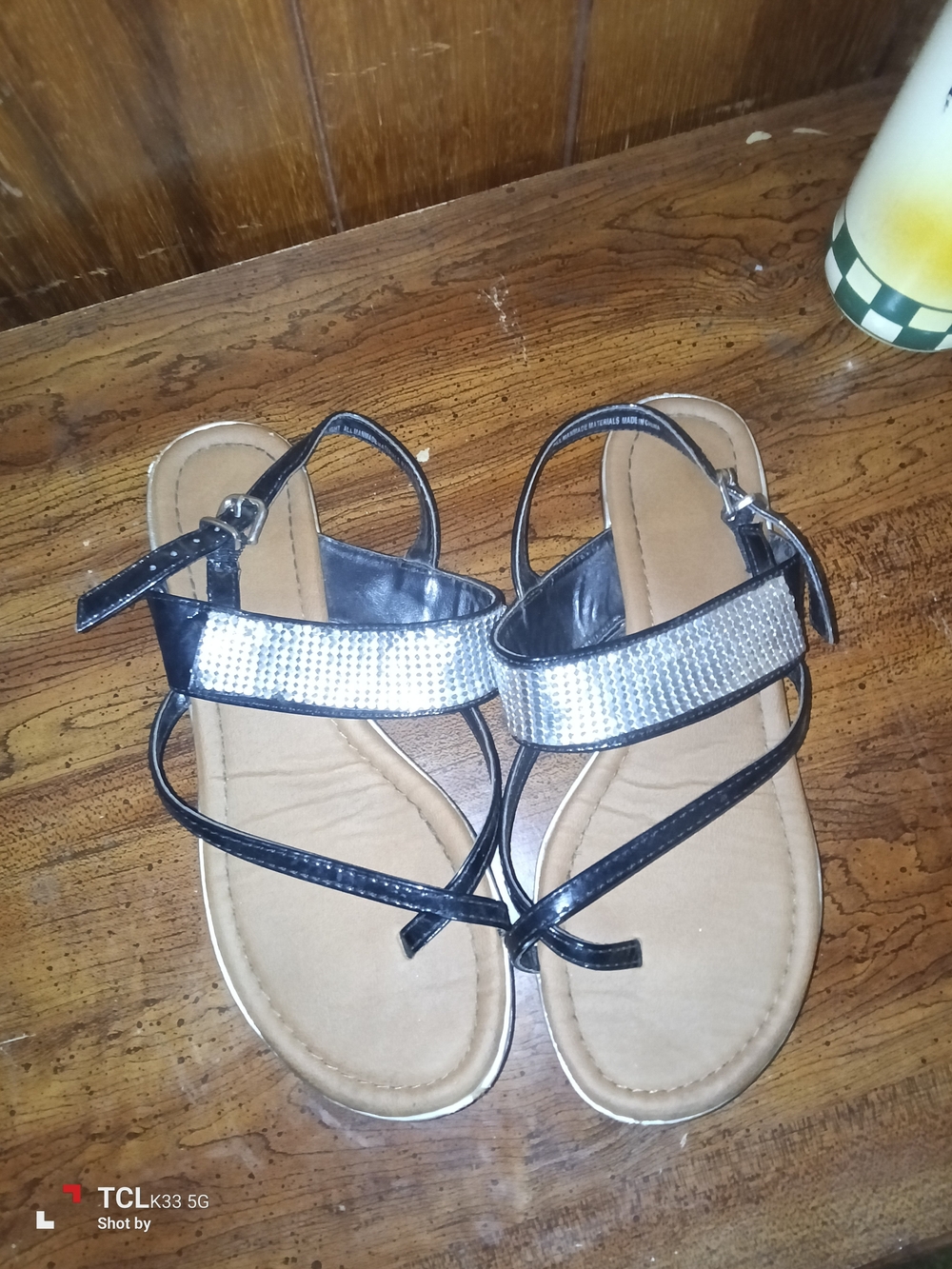 Womens Black Sandals with Silver Accent - Unbranded